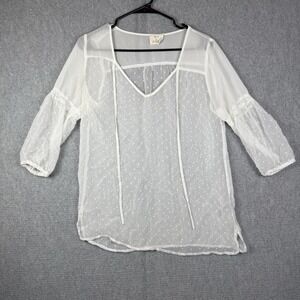 Pins and Needles Women's Top Size Small Sheer UO 3/4 Sleeve See Through Shirt